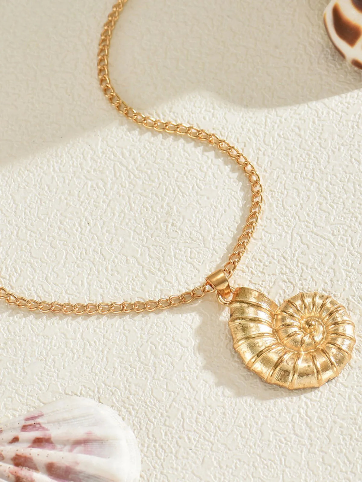 18K Gold-Plated Shell Pendant Necklace - alternate necklace view