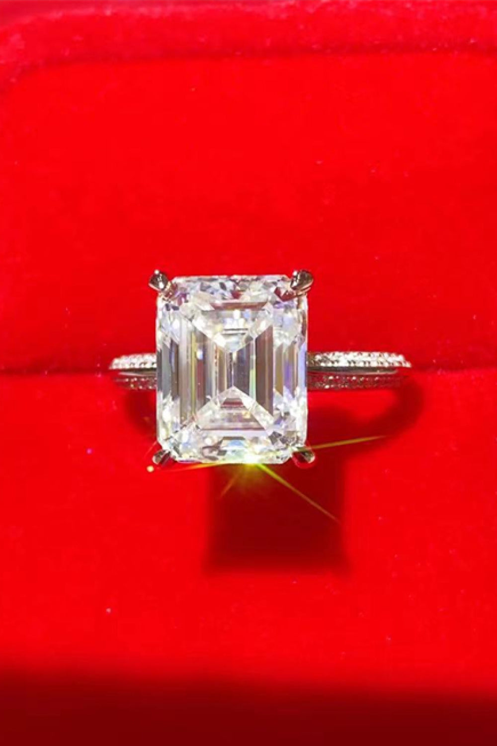 5 Carat Moissanite Platinum-Plated Ring in Silver - women's ring
