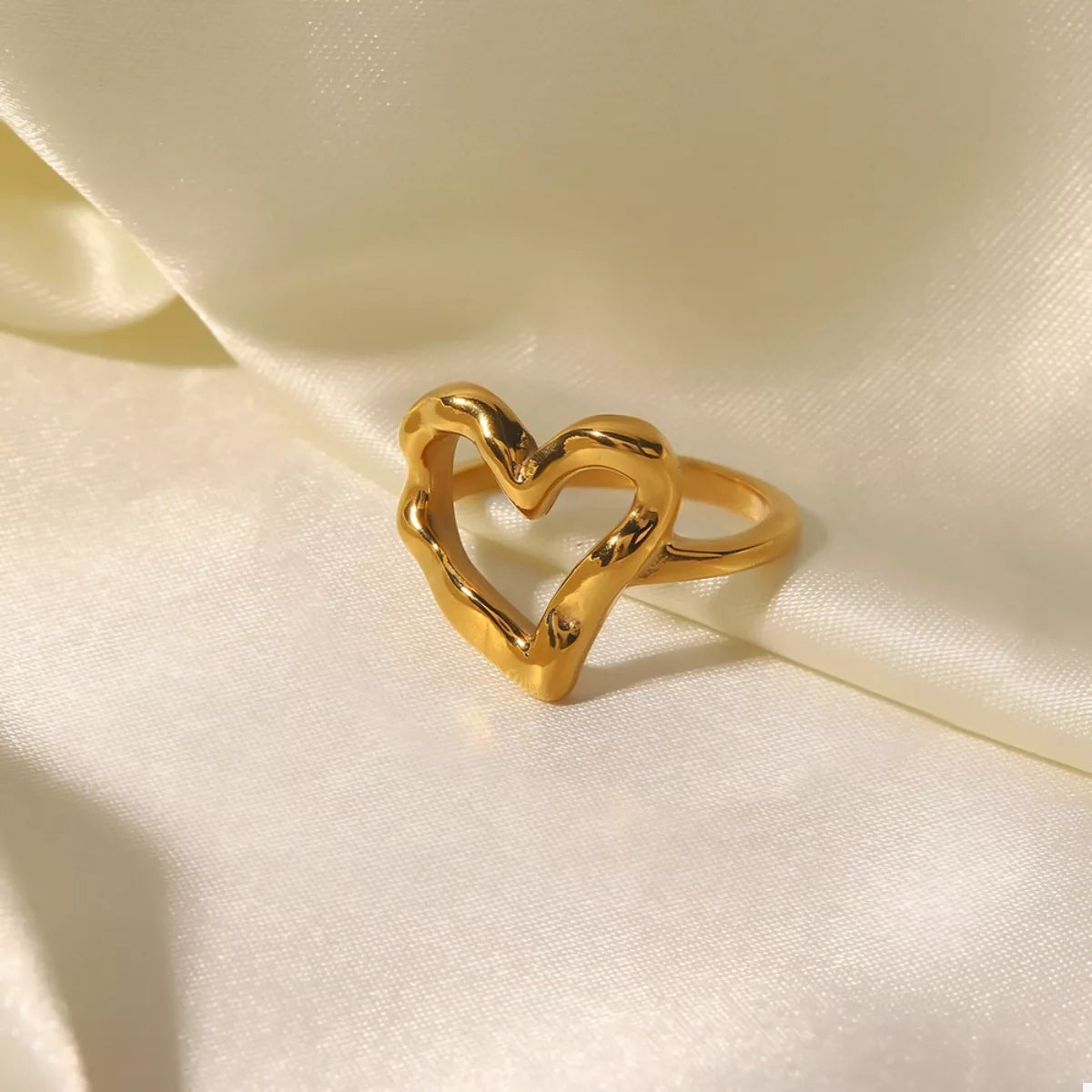 18K Gold-Plated Heart Ring in Gold - women's ring