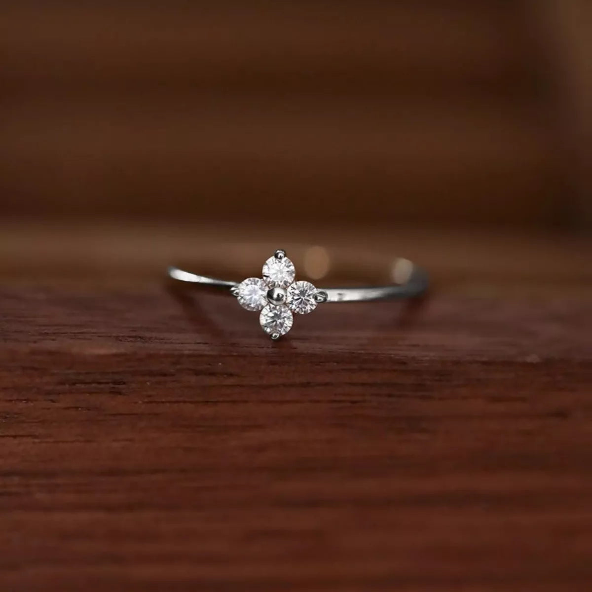 Sterling Silver Four-Leaf Clover Ring in Silver - women's ring
