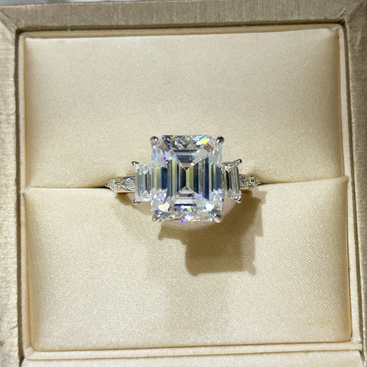 5 Carat Moissanite Sterling Silver Ring in Silver - women's ring