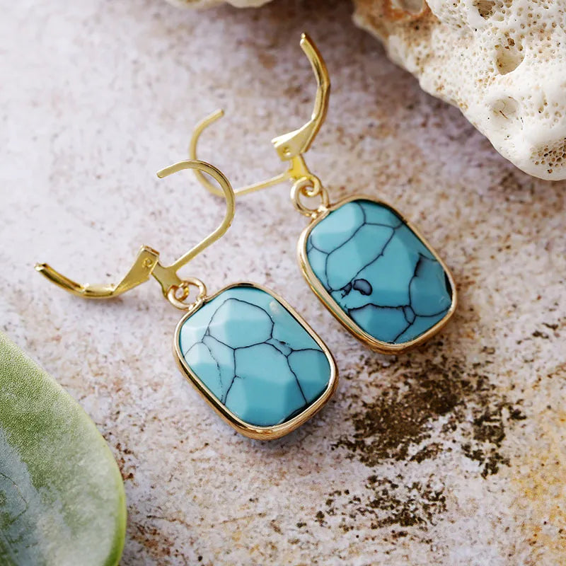 Copper Natural Stone Dangle Earrings in Beige - women's dangle earrings