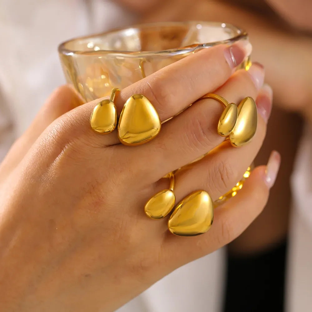 18K Gold-Plated Irregular Bypass Ring - alternate ring view
