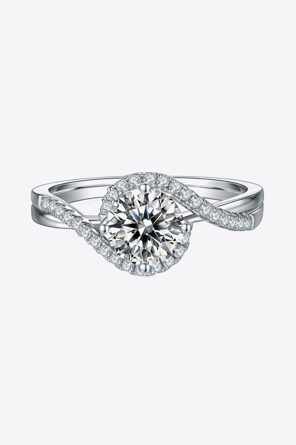 1 Carat Moissanite Crisscross Ring in Silver - women's ring