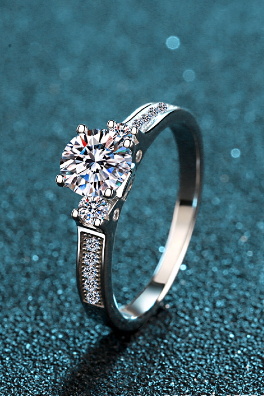 Lucky Charm Moissanite Rhodium-Plated Ring in Silver - women's ring