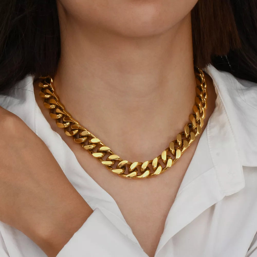 18K Gold-Plated Chain Necklace in Gold - women's chain necklace