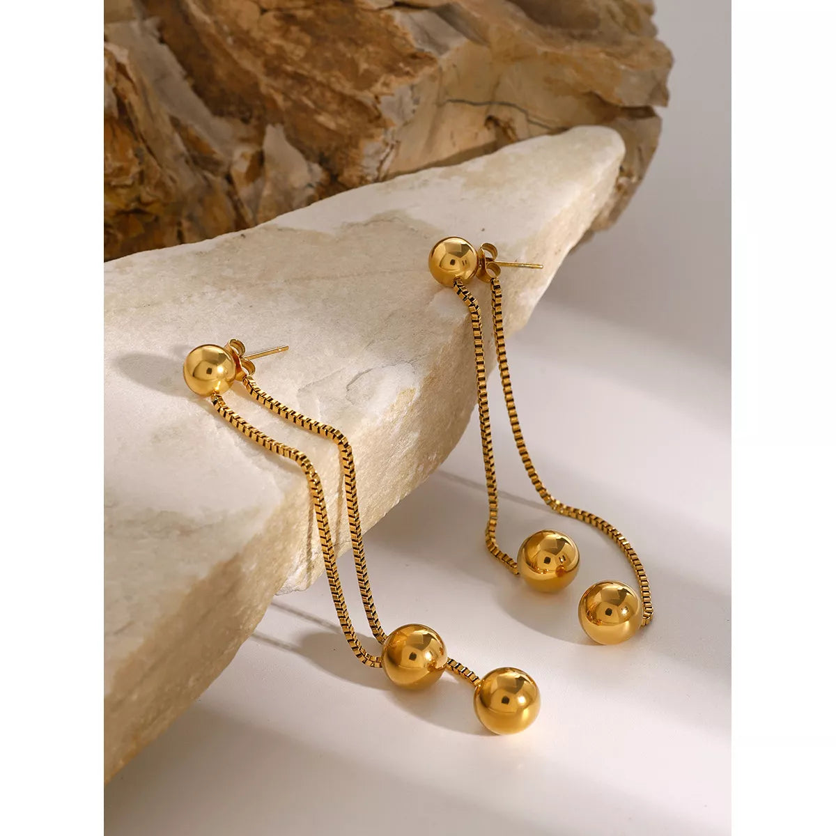 18K Gold-Plated Ball Drop Earrings - alternate earring view