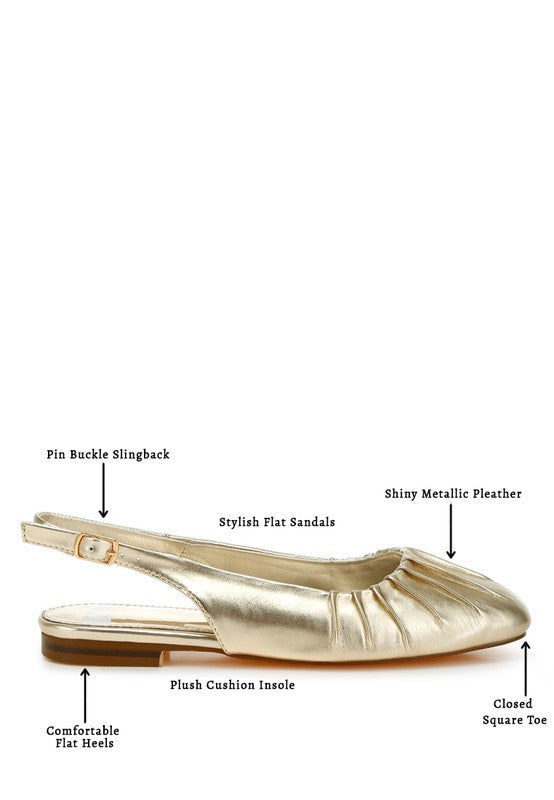 Metallic Flat Slingbacks