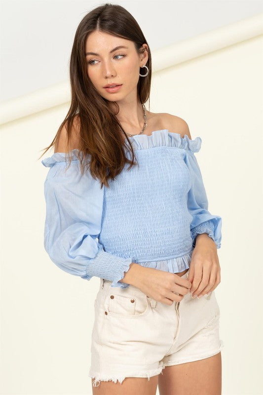 Off-Shoulder Smocked Blouse