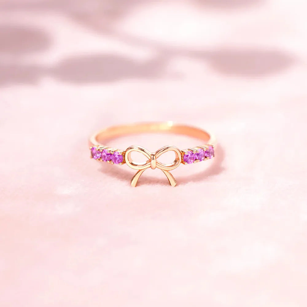 Sterling Silver Bow Ring in Rose Gold - women's ring
