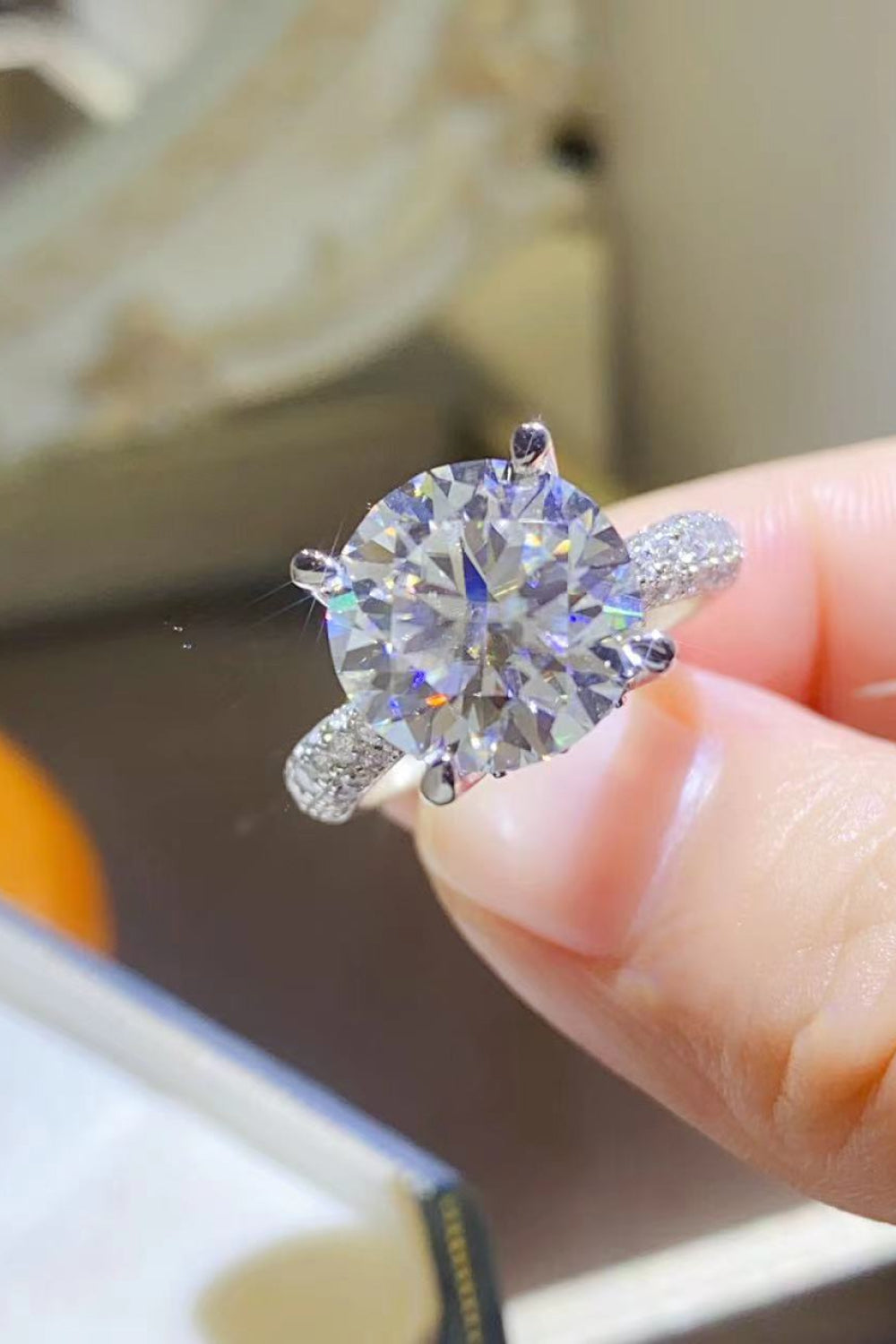 5 Carat Moissanite Sterling Silver Ring in Silver - women's ring