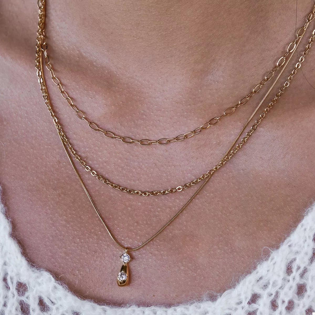 Three Layered Pendant Necklace - alternate necklace view
