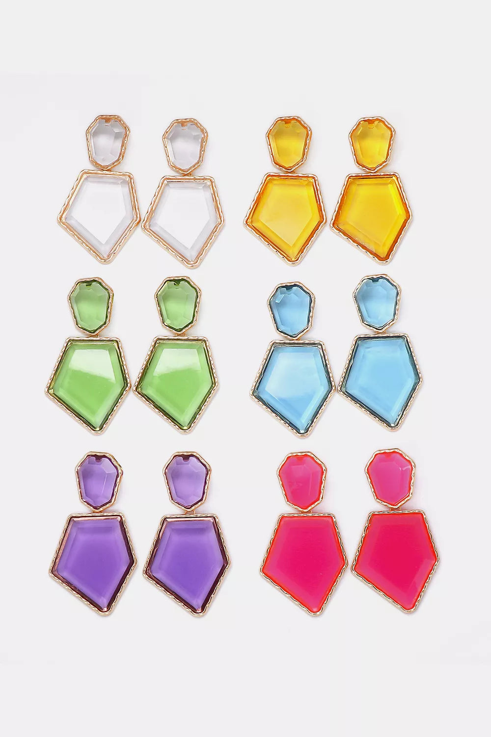 Geometric Shape Zinc Alloy Frame Resin Dangle Earrings in Light Blue - women's dangle earrings