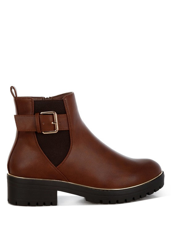 Chunky Buckle Ankle Boots