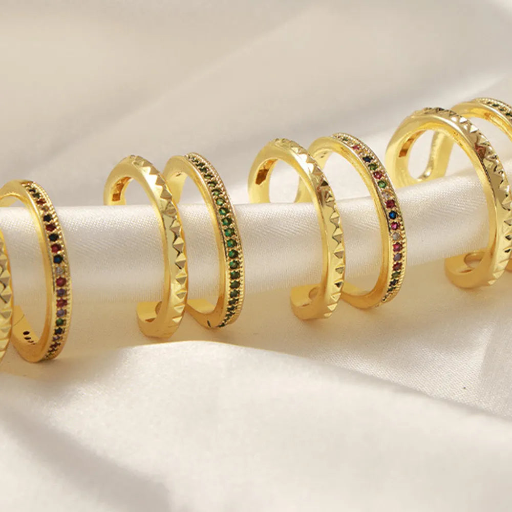 Gold-Plated Czech Diamond Double-Layered Ring - alternate ring view