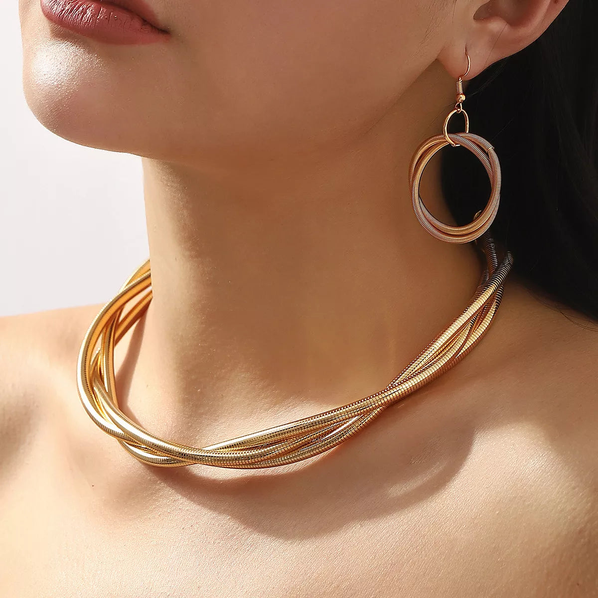 Multi-Layered Earrings and Necklace Set - alternate necklace view