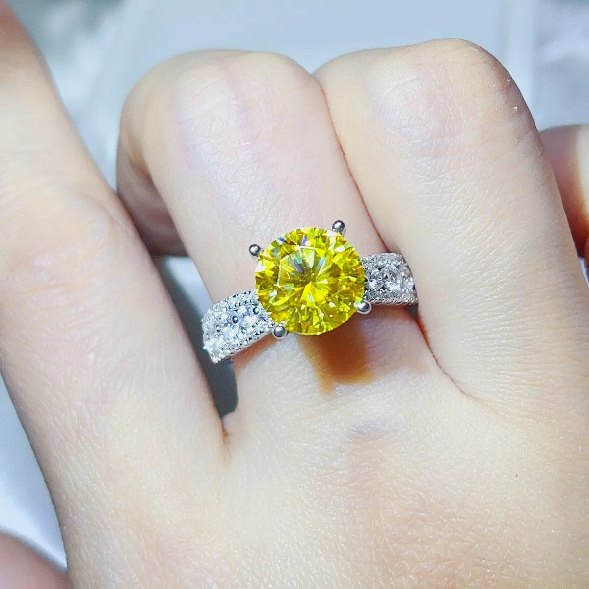 3 Carat Moissanite Sterling Silver Ring - alternate ring view