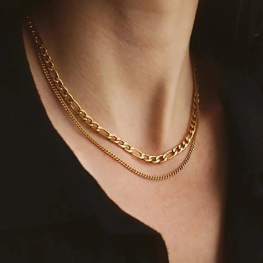 Stainless Steel Double-Layered Necklace - alternate necklace view