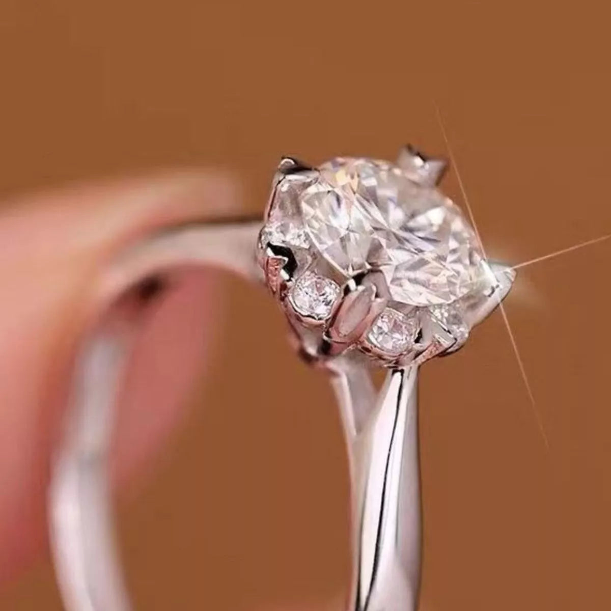 Sterling Silver Moissanite Ring - alternate ring view
