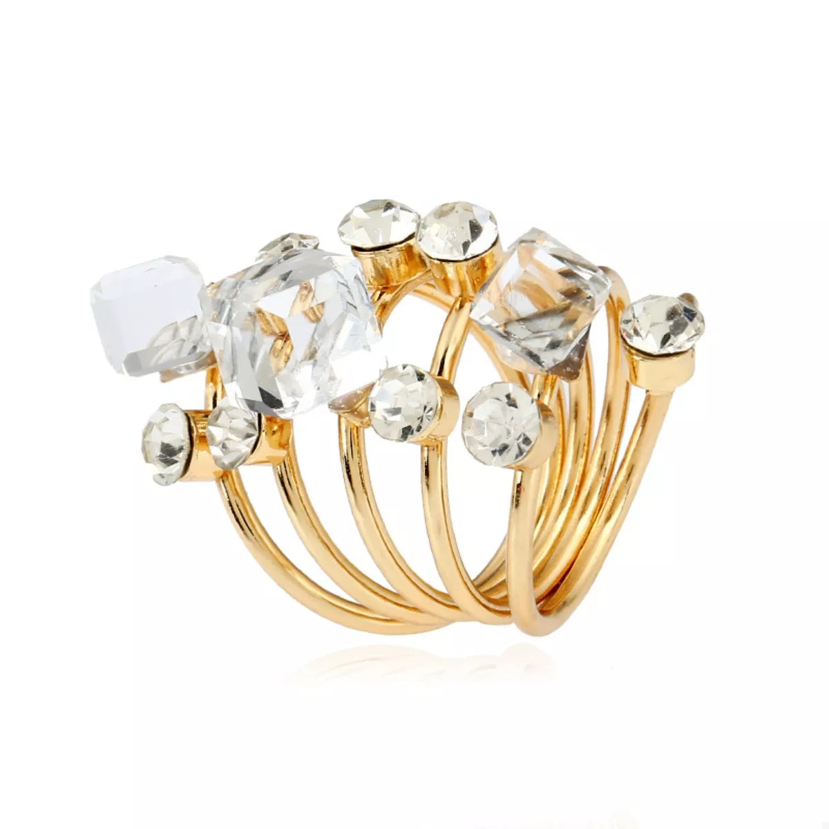 18K Gold-Plated Multi-Layered Ring in Black - women's ring