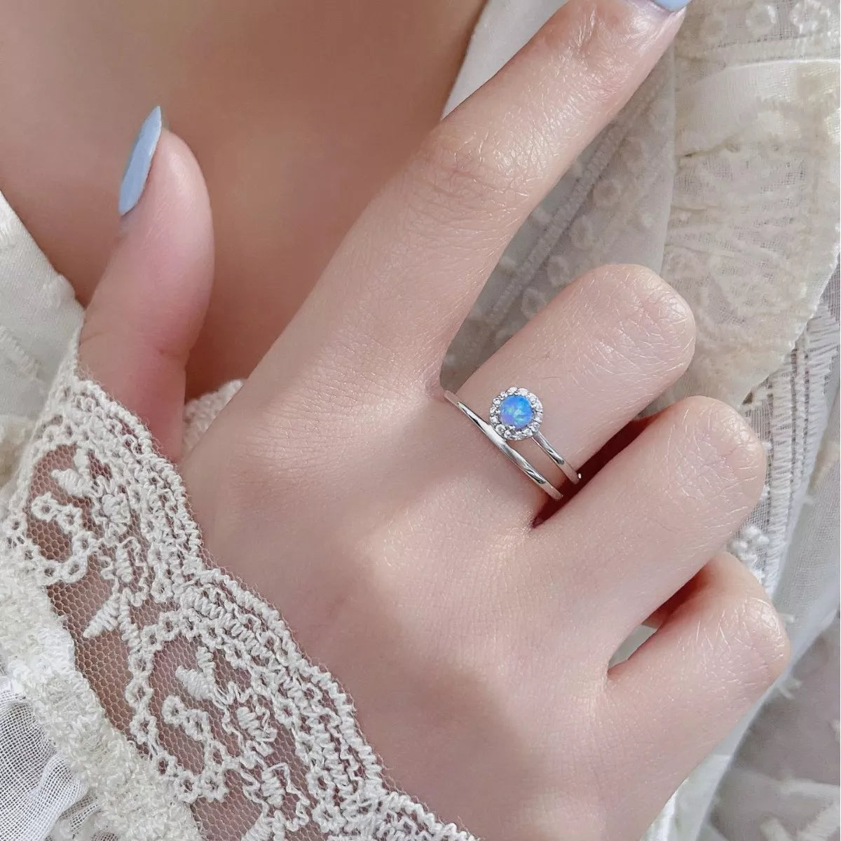 Sterling Silver Opal Ring in Silver - women's ring