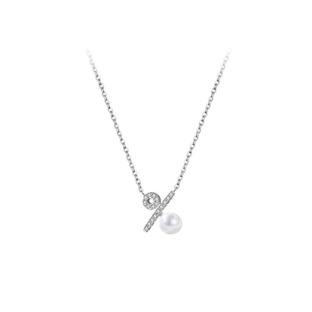 Pearl Percentage Pendant Necklace - alternate necklace view