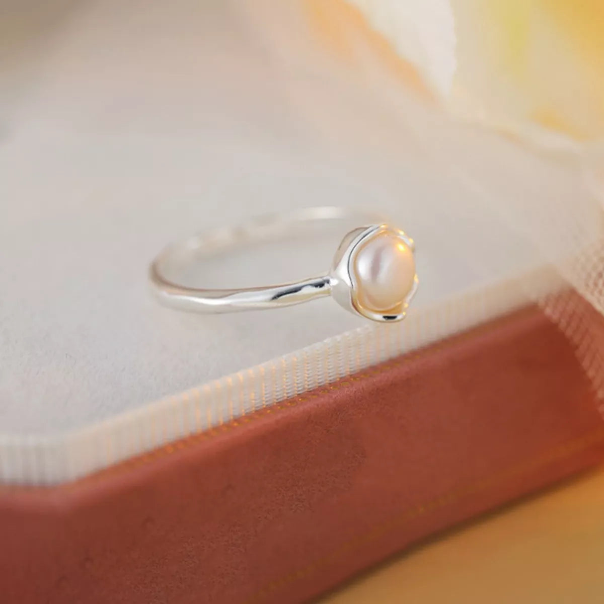 Freshwater Pearl Sterling Silver Open Ring - alternate ring view