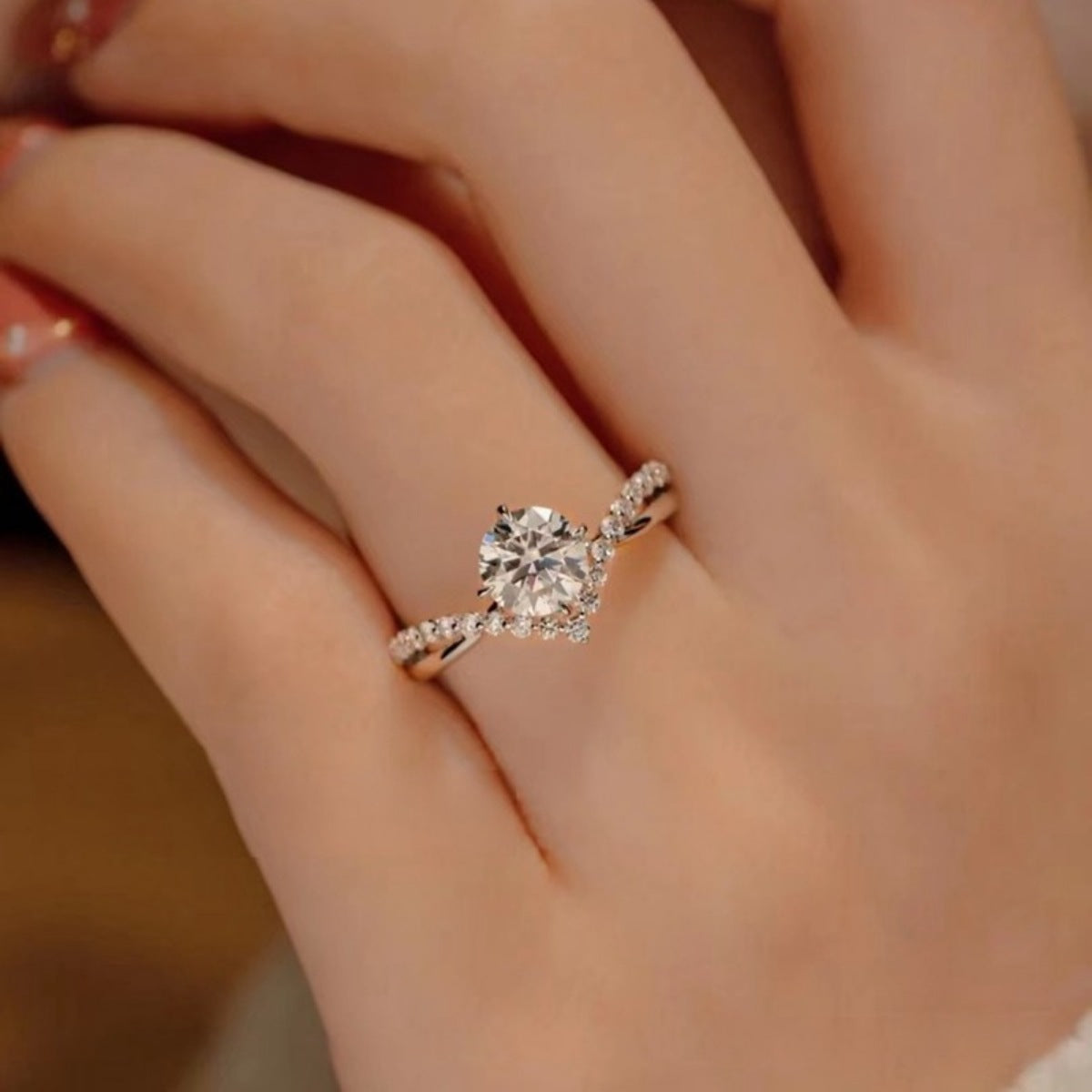 1 Carat Moissanite Sterling Silver Ring in Silver - women's ring