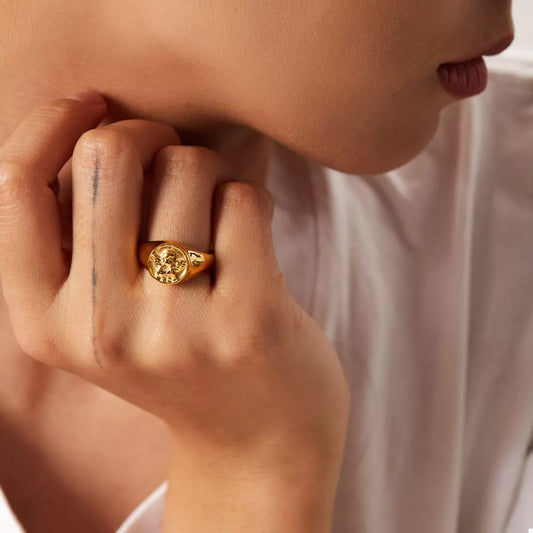 18K Gold-Plated Cupid Ring in Gold - women's ring
