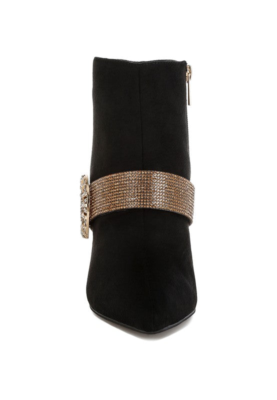 Rhinestones Strap Ankle Boots