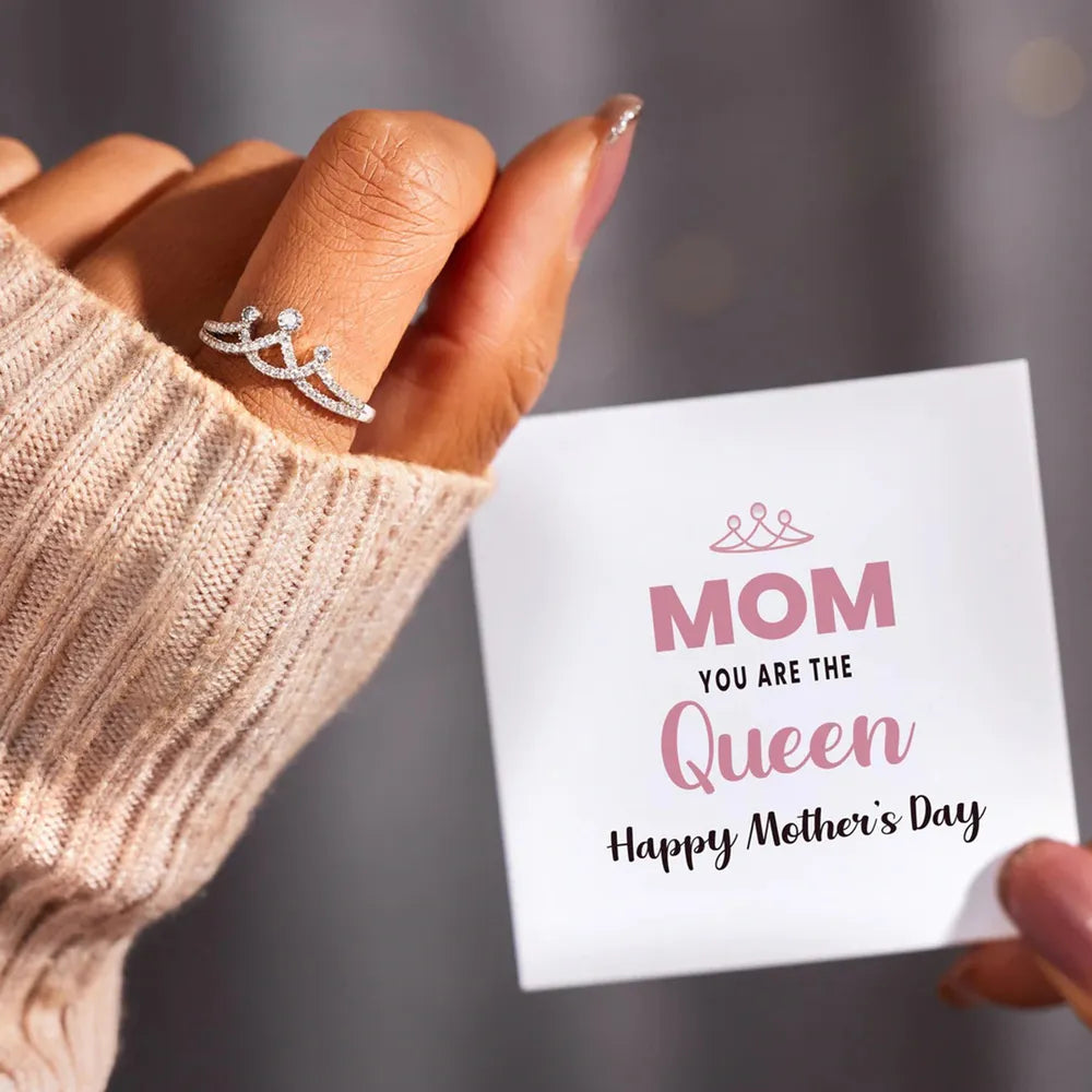 Crown Shape Inlaid Zircon Sterling Silver Ring in Gold - women's ring