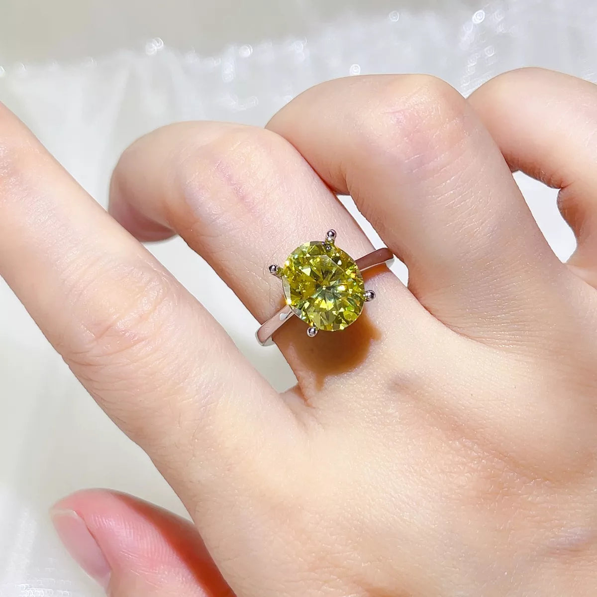 5 Carat Sterling Silver Moissanite Ring in Light Yellow - women's ring