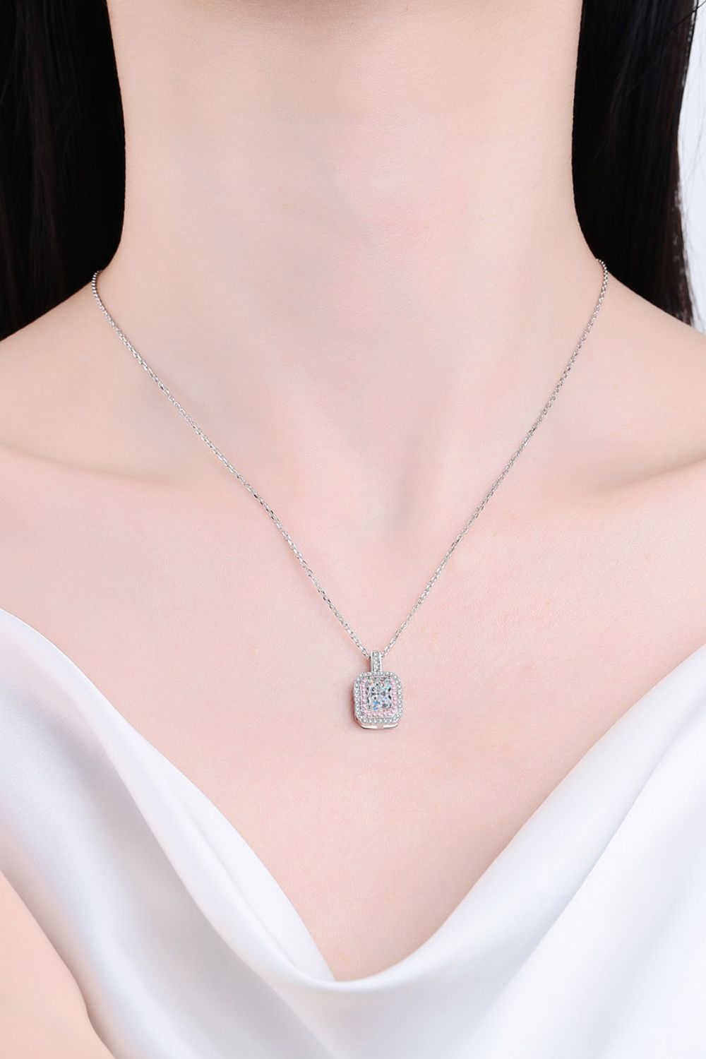 1 Carat Moissanite Geometric Pendant Chain Necklace - alternate necklace view