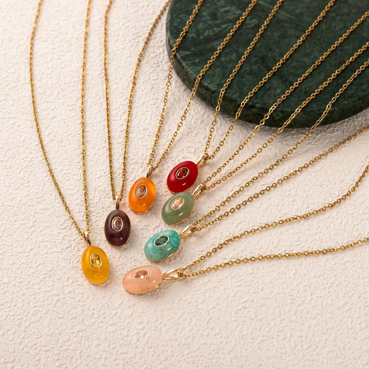Natural Stone Pendant Necklace - alternate necklace view