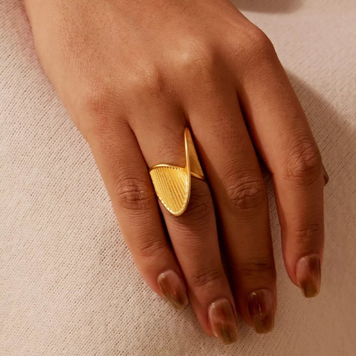 Irregular Twisted Texture Ring in Gold - women's ring