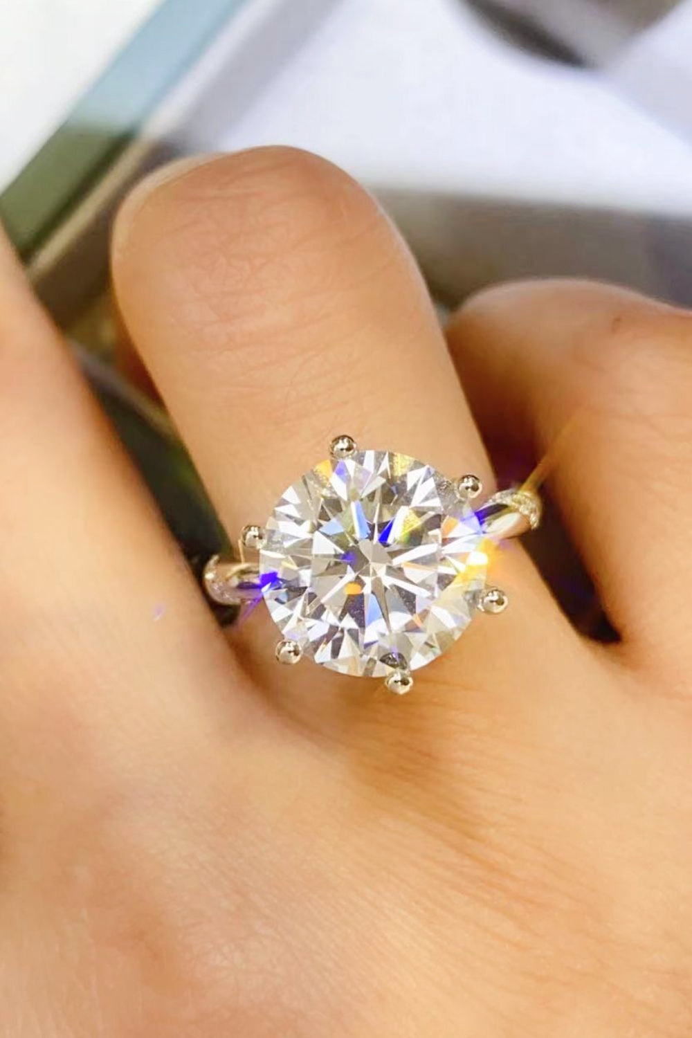 5 Carat Moissanite 6-Prong Ring in Silver - women's ring