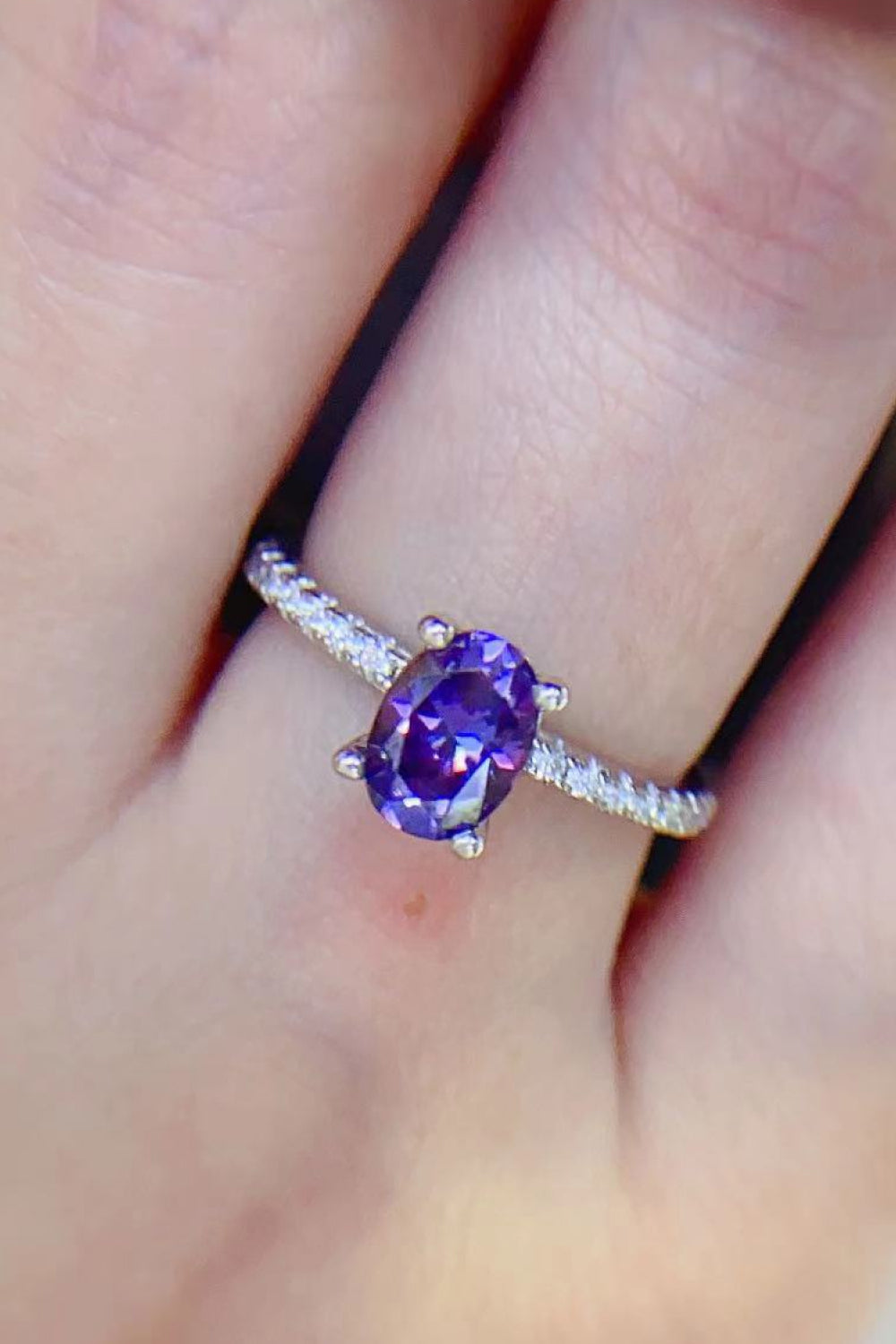 1 Carat Purple Moissanite 4-Prong Ring in Purple - women's ring