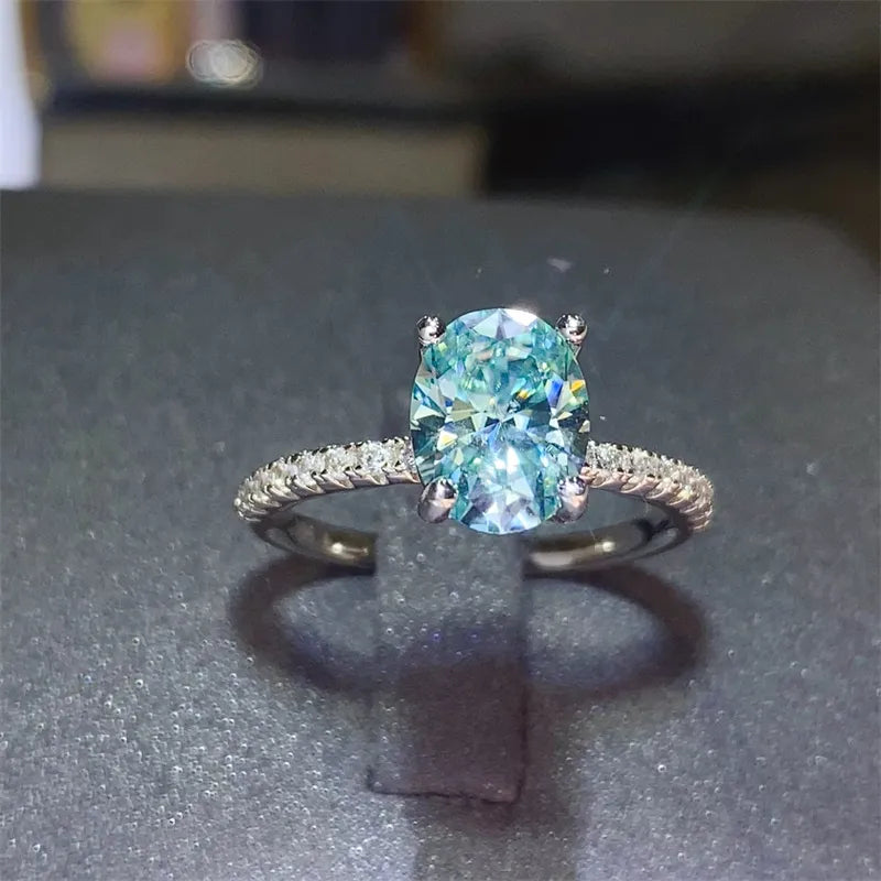 2 Carat Moissanite Zircon Sterling Silver Ring in Silver - women's ring