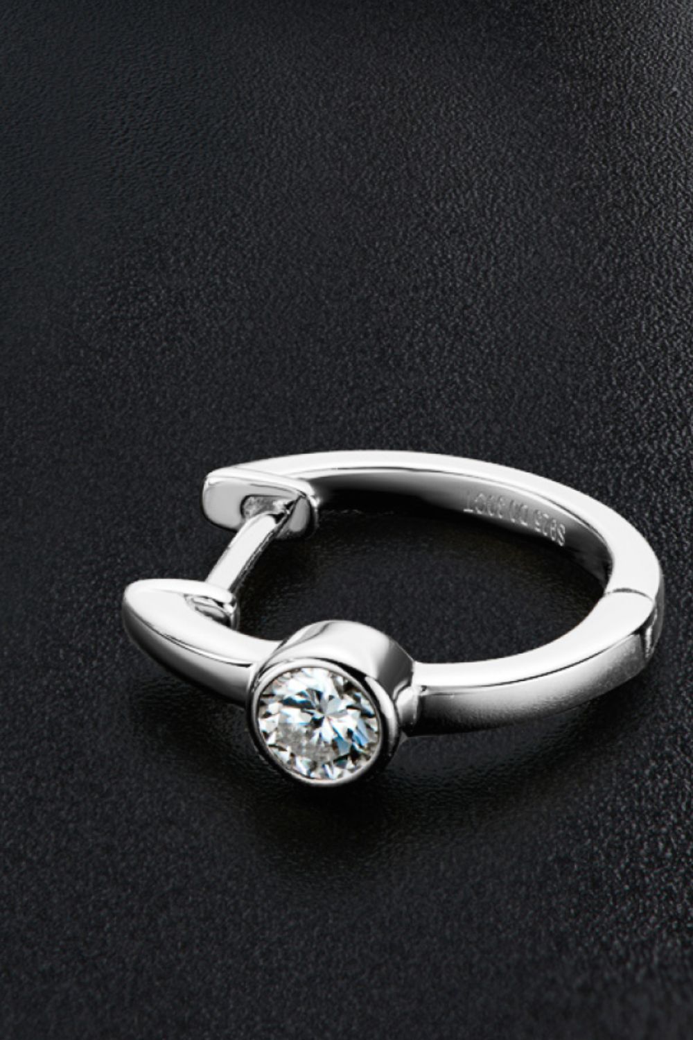 18k Gold-Plated Inlaid Moissanite Huggie Earrings - alternate earring view