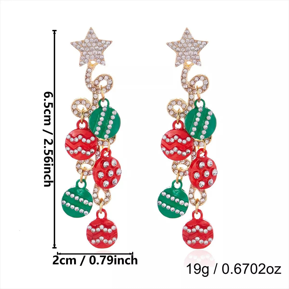 Christmas Rhinestone Earrings - alternate earring view