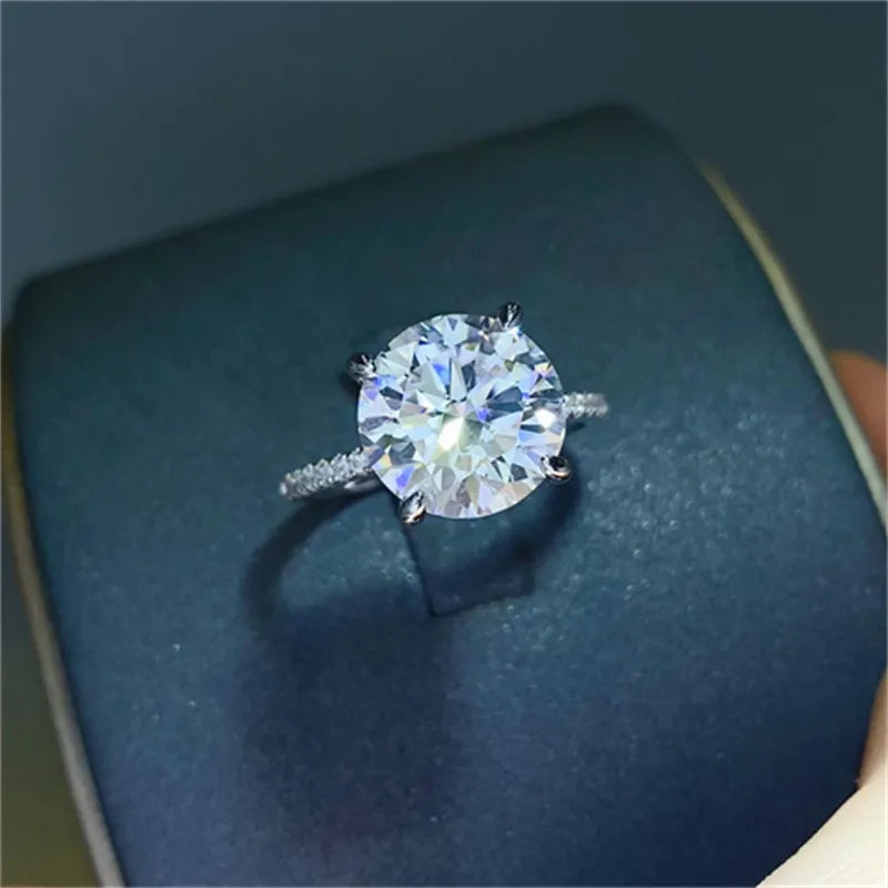 5 Carat Moissanite Sterling Silver Ring in Silver - women's ring