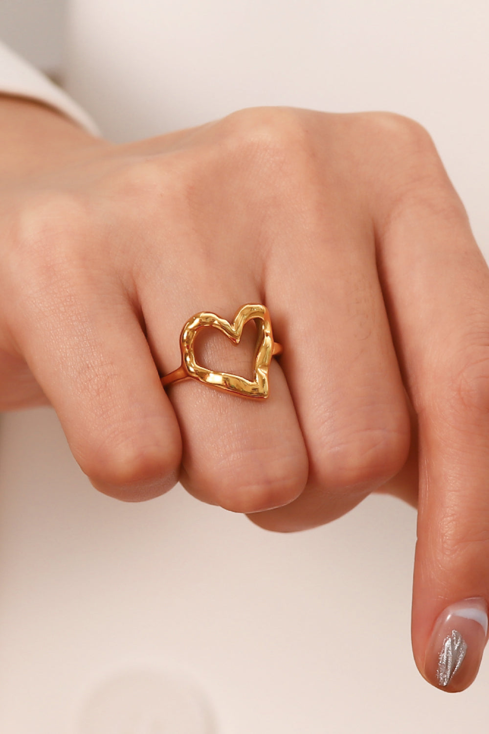 18K Gold-Plated Heart-Shaped Ring in Gold - women's ring
