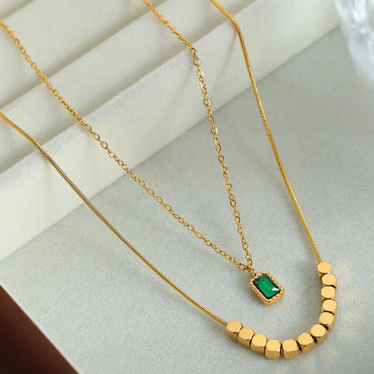 18K Gold-Plated Double-Layered Necklace - alternate necklace view