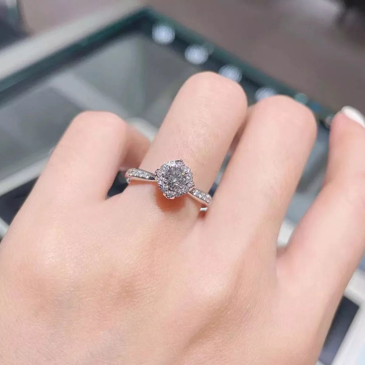 1 Carat Moissanite Sterling Silver Ring in Silver - women's ring