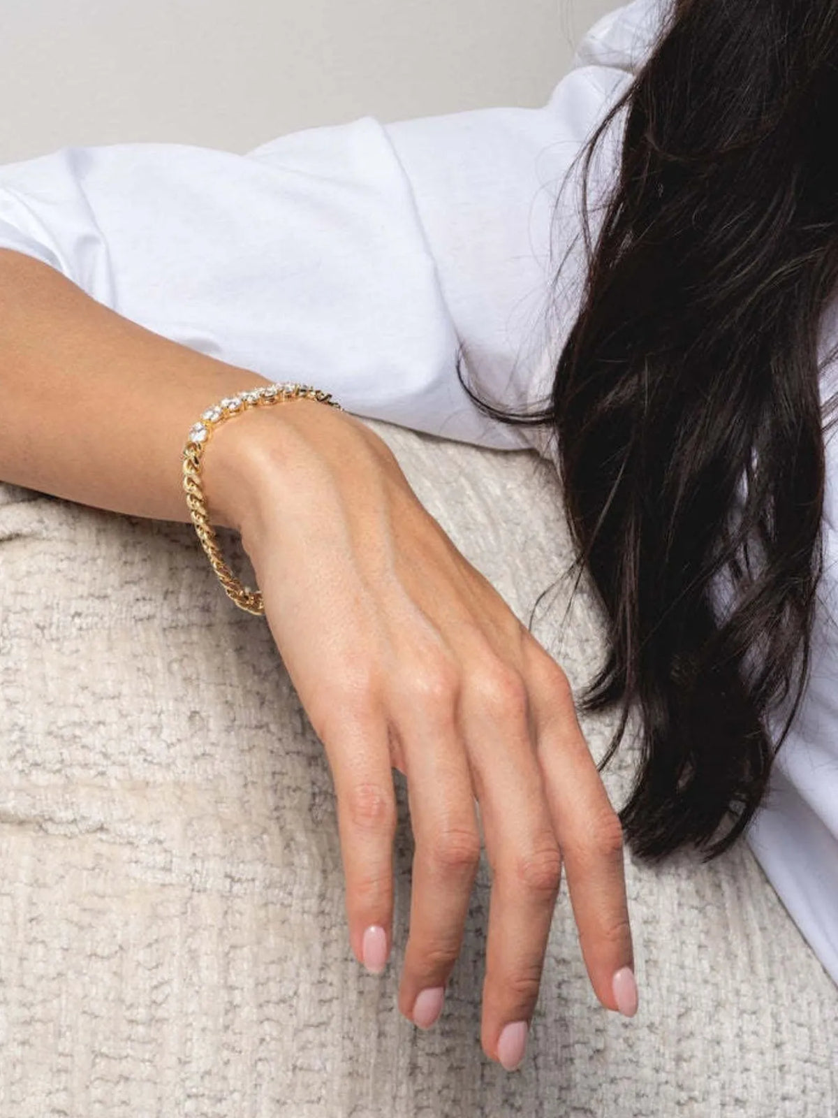 18K Gold-Plated Zircon Necklace and Bracelet Set - alternate necklace view