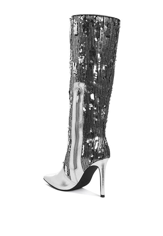 Sequin Stiletto Long Boots