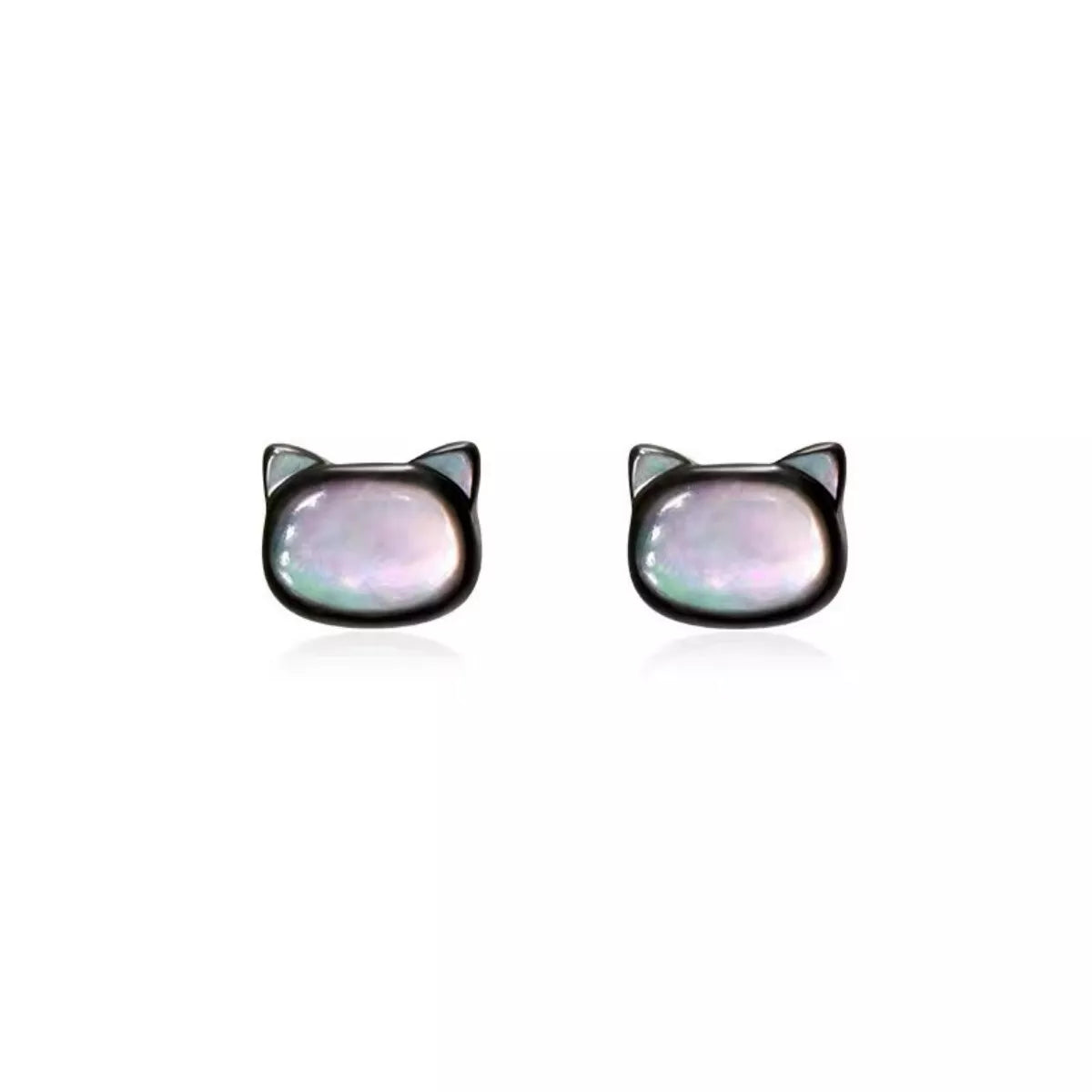 Shell Cute Cat Stud Earrings - alternate earring view