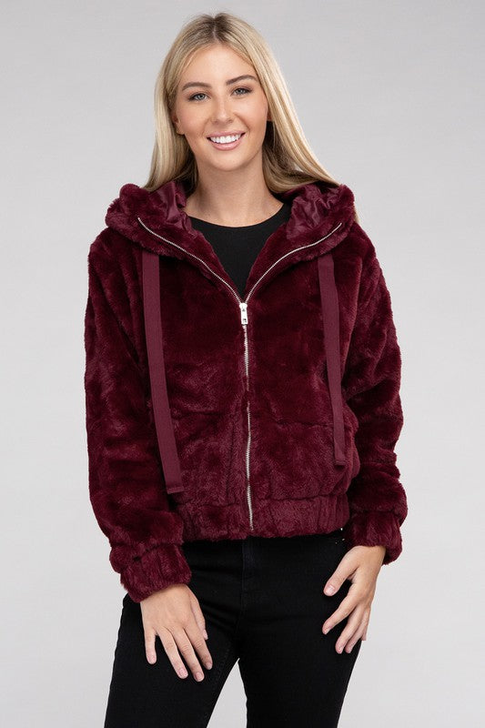 Fluffy Hooded Sherpa Jacket