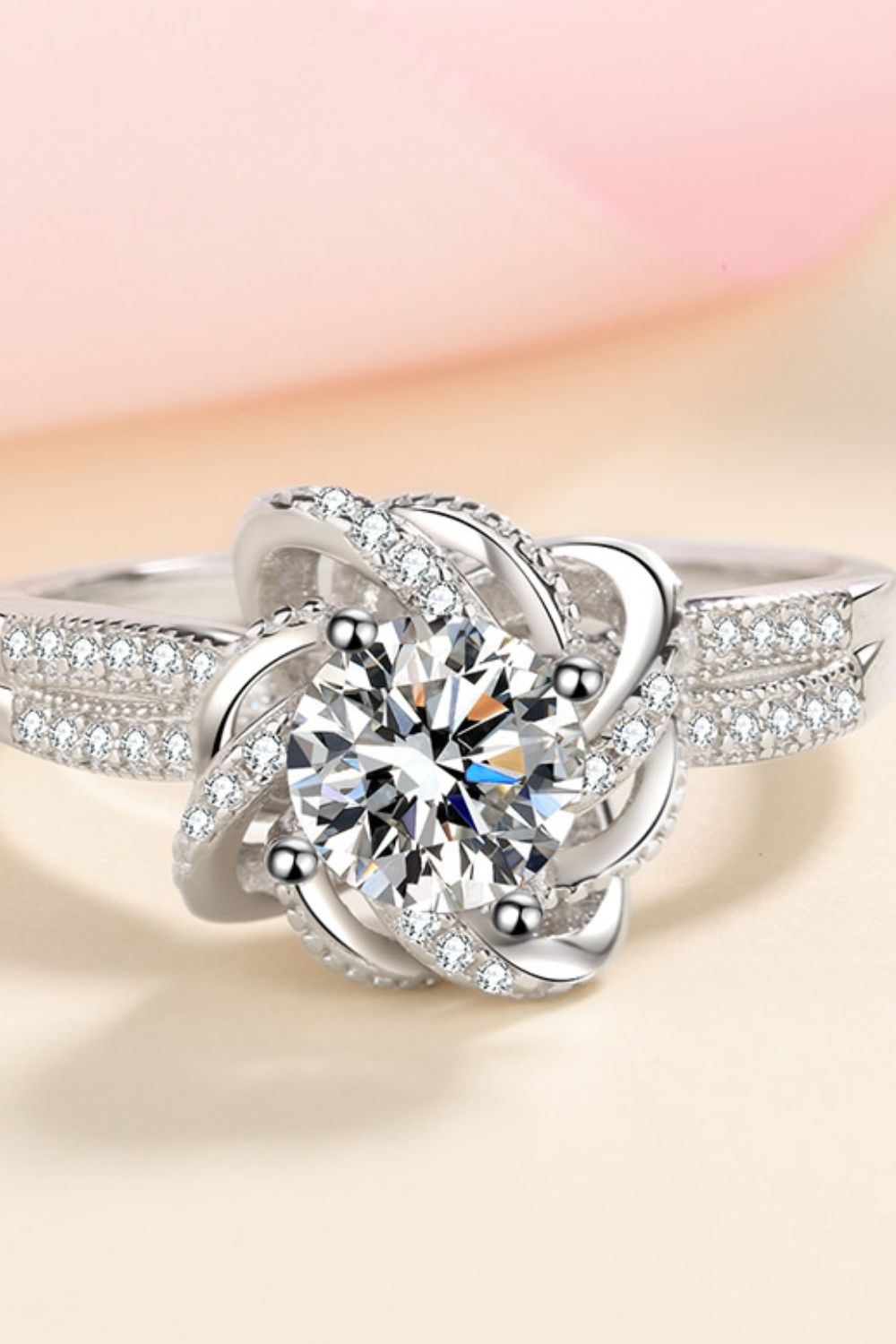 1 Carat Moissanite Sterling Silver Ring in Silver - women's ring