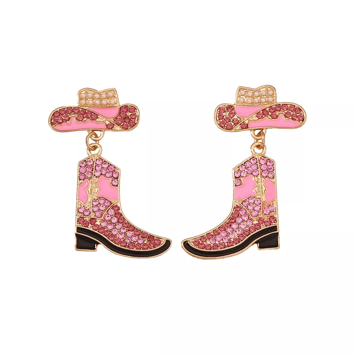Rhinestone Boot Dangle Earrings - alternate earring view